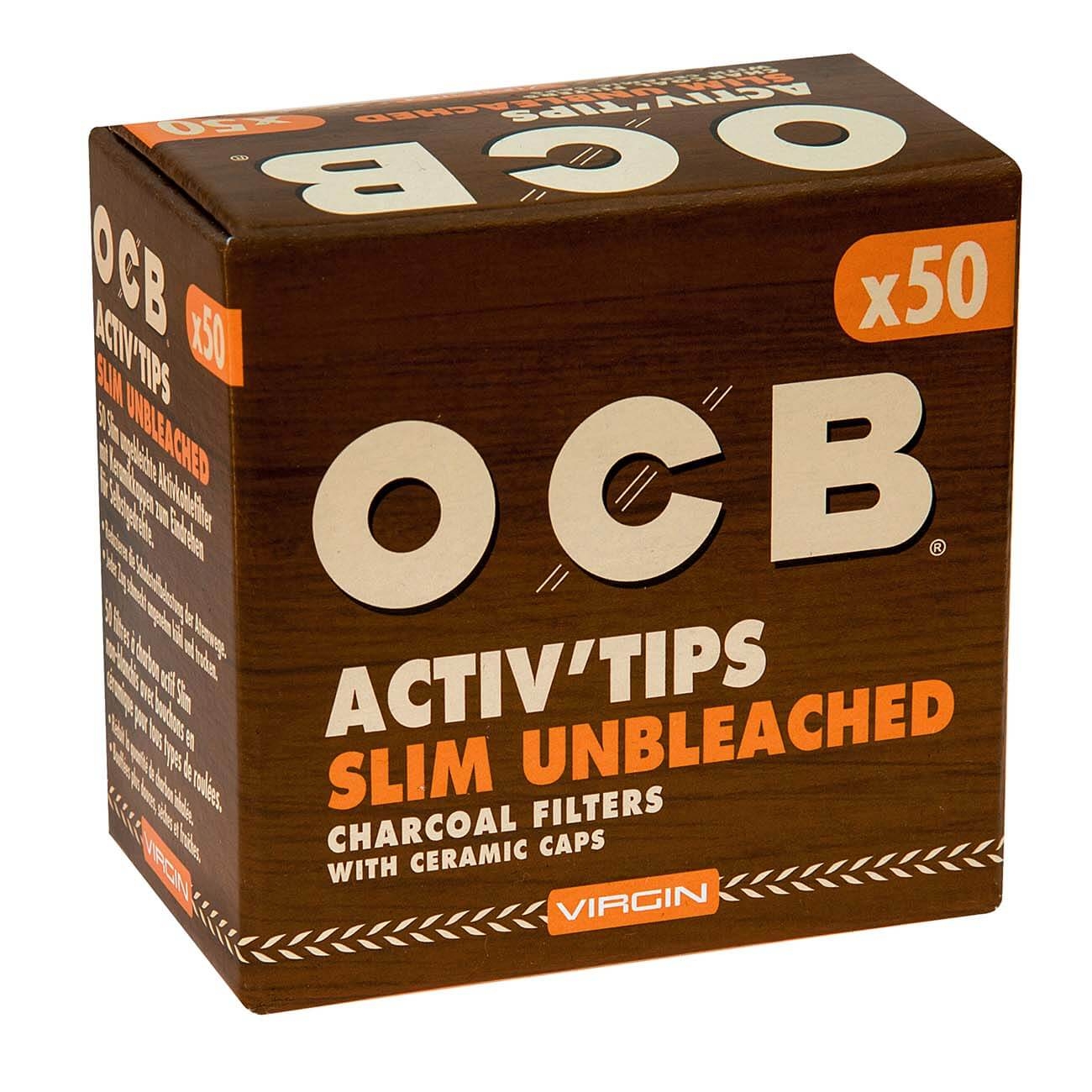 OCB ActivTips Aktivkohlefilter Slim ungebleicht 50Stk.