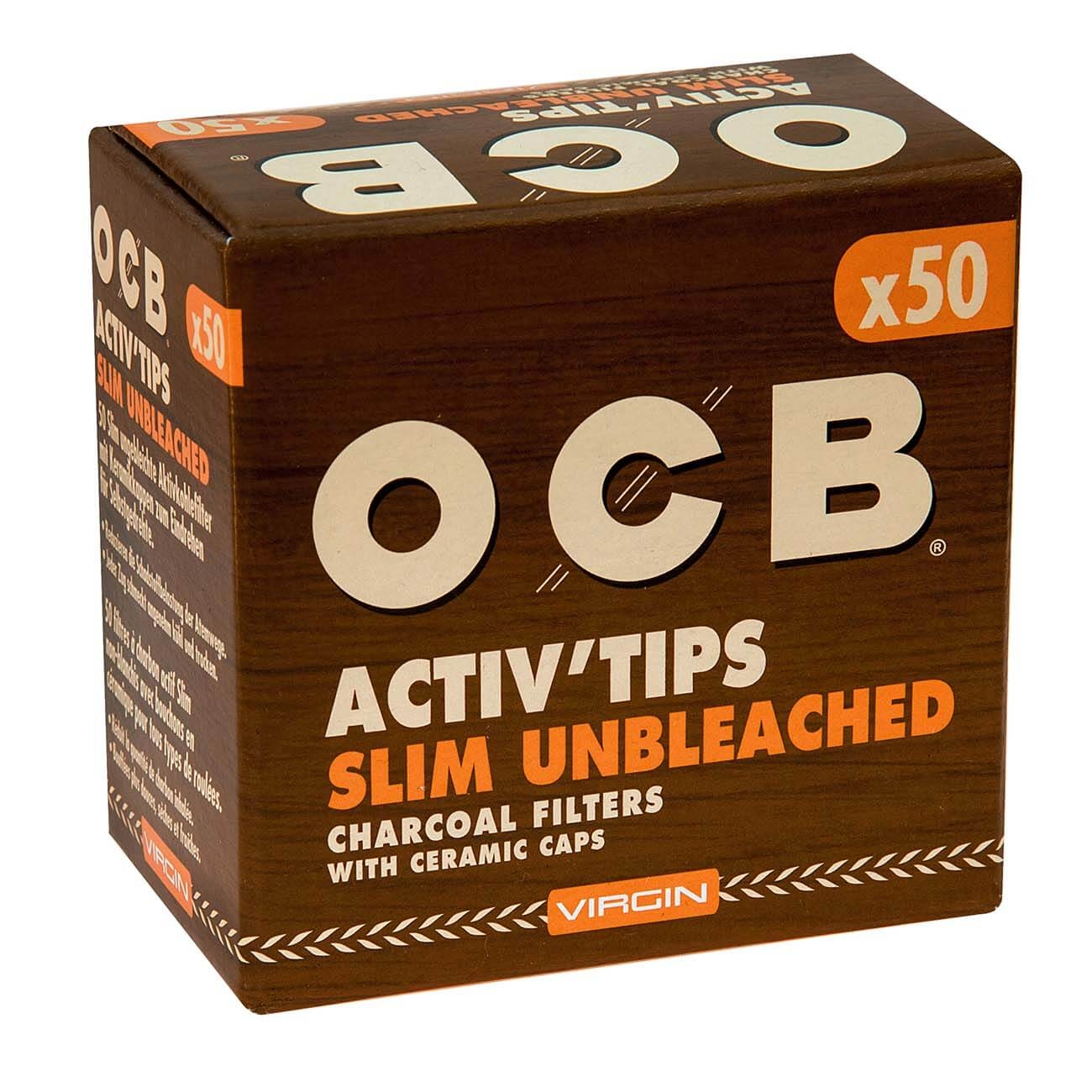 OCB ActivTips Aktivkohlefilter Slim ungebleicht 50Stk