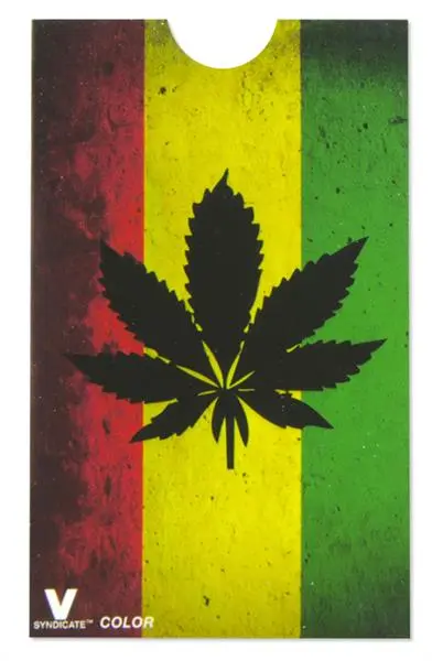 V-Syndicate Grinder Card - Metall-Grinderkarte RASTA LEAF Detail