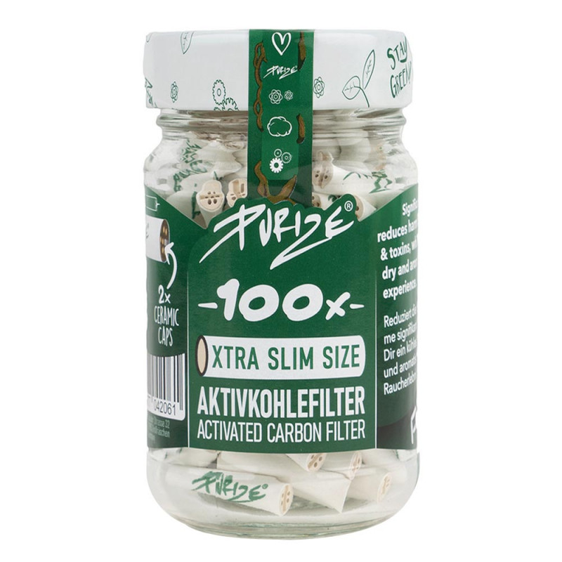Purize - Aktivkohlefilter XTRA Slim 100er Pack im Glas