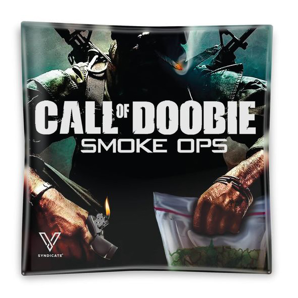 Glas Aschenbecher / Mini Dreh-Tablett Call of Doobie